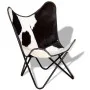 Silla mariposa de cuero auténtico negro y blanco de vidaXL, Sillones - Ref: Foro24-243729, Precio: 100,90 €, Descuento: %