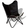 Silla mariposa de cuero auténtico negro y blanco de vidaXL, Sillones - Ref: Foro24-243729, Precio: 100,90 €, Descuento: %