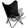 Silla mariposa de cuero auténtico negro y blanco de vidaXL, Sillones - Ref: Foro24-243729, Precio: 102,54 €, Descuento: %