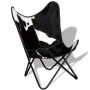 Silla mariposa de cuero auténtico negro y blanco de vidaXL, Sillones - Ref: Foro24-243729, Precio: 100,90 €, Descuento: %
