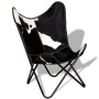 Silla mariposa de cuero auténtico negro y blanco de vidaXL, Sillones - Ref: Foro24-243729, Precio: 102,54 €, Descuento: %