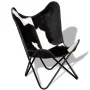 Silla mariposa de cuero auténtico negro y blanco de vidaXL, Sillones - Ref: Foro24-243729, Precio: 100,90 €, Descuento: %