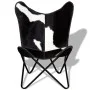 Silla mariposa de cuero auténtico negro y blanco de vidaXL, Sillones - Ref: Foro24-243729, Precio: 100,90 €, Descuento: %
