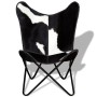 Silla mariposa de cuero auténtico negro y blanco de vidaXL, Sillones - Ref: Foro24-243729, Precio: 102,54 €, Descuento: %