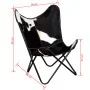 Schwarz-weißer Schmetterlingssessel aus echtem Leder von vidaXL, Sessel - Ref: Foro24-243729, Preis: 100,90 €, Rabatt: %