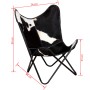 Silla mariposa de cuero auténtico negro y blanco de vidaXL, Sillones - Ref: Foro24-243729, Precio: 102,54 €, Descuento: %