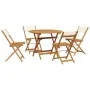 Set de comedor de jardín 5 pzas tela madera maciza blanco crema de vidaXL, Conjuntos de jardín - Ref: Foro24-3281772, Precio:...