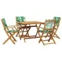 Set de comedor jardín 5 pzas tela madera maciza estampado hojas de vidaXL, Conjuntos de jardín - Ref: Foro24-3281836, Precio:...