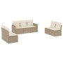 Set sofás de jardín 7 piezas y cojines ratán sintético beige en Conjuntos de jardín | Comprar online en Foru.es