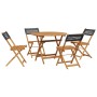 Set de comedor de jardín 5 pzas ratán PE madera maciza negro de vidaXL, Conjuntos de jardín - Ref: Foro24-3281766, Precio: 26...