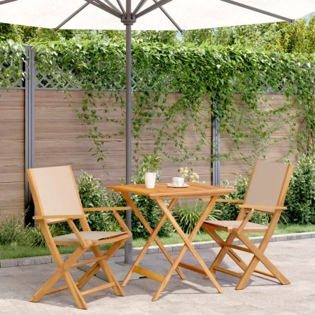 Juego de bistro de 3 piezas tela y madera maciza bej de vidaXL, Conjuntos de jardín - Ref: Foro24-3281883, Precio: 200,81 €, ...