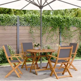 Garden dining set 5 pieces solid anthracite wood fabric by vidaXL, Garden sets - Ref: Foro24-3281821, Price: 342,53 €, Discou...