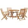 Set de comedor de jardín 5 pzas tela madera maciza beige de vidaXL, Conjuntos de jardín - Ref: Foro24-3281823, Precio: 378,85...