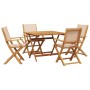 Set de comedor de jardín 5 pzas tela madera maciza beige de vidaXL, Conjuntos de jardín - Ref: Foro24-3281835, Precio: 392,45...