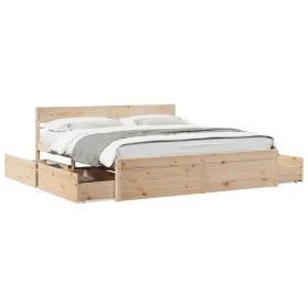Estructura de cama con cajones madera maciza de pino 180x200 cm de vidaXL, Camas y somieres - Ref: Foro24-3282339, Precio: 29...