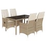 Set comedor de jardín 5 pzas con cojines ratán sintético beige de vidaXL, Conjuntos de jardín - Ref: Foro24-3276802, Precio: ...