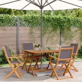Set de comedor de jardín 5 pzas tela madera maciza antracita de vidaXL, Conjuntos de jardín - Ref: Foro24-3281833, Precio: 35...