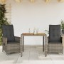 Sillas y mesita de jardín con cojines 3 piezas ratán PE gris de vidaXL, Conjuntos de jardín - Ref: Foro24-3276723, Precio: 29...