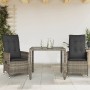 Sillas y mesita de jardín con cojines 3 piezas ratán PE gris de vidaXL, Conjuntos de jardín - Ref: Foro24-3276735, Precio: 31...