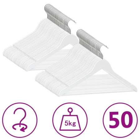 Juego de perchas ropa 50 uds antideslizantes madera dura blanco de vidaXL, Perchas - Ref: Foro24-289915, Precio: 70,48 €, Des...