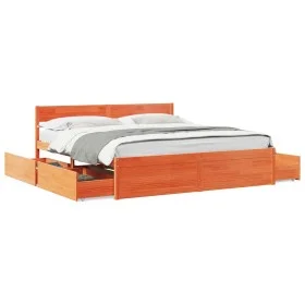 Estructura de cama cajones madera pino marrón cera 180x200 cm de vidaXL, Camas y somieres - Ref: Foro24-3282341, Precio: 333,...
