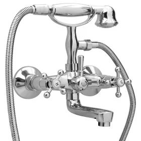 Grifo de bañera 2 mandos + desviador y alcachofa cromado retro de vidaXL, Grifos de bañera - Ref: Foro24-146491, Precio: 129,...