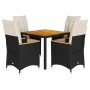 Set de muebles jardín 5 pzas con cojines ratán sintético negro de vidaXL, Conjuntos de jardín - Ref: Foro24-3276833, Precio: ...