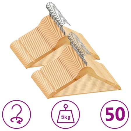 Juego de perchas para ropa 50 uds antideslizantes madera dura de vidaXL, Perchas - Ref: Foro24-289912, Precio: 65,74 €, Descu...