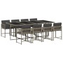 Set comedor jardín 9 pzas y cojines ratán sintético gris de vidaXL, Conjuntos de jardín - Ref: Foro24-3211460, Precio: 507,99...
