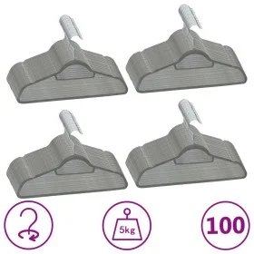 Juego de perchas ropa 100 uds antideslizantes terciopelo gris de vidaXL, Perchas - Ref: Foro24-289919, Precio: 61,63 €, Descu...