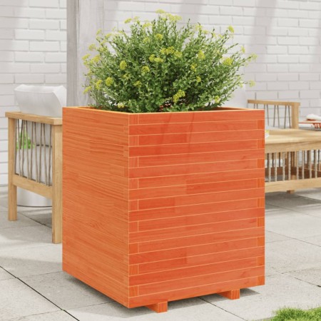 Jardinera madera maciza de pino marrón cera 60x60x72,5 cm de vidaXL, Maceteros y jardineras - Ref: Foro24-3282581, Precio: 22...