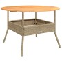 Mesa de jardín superficie de madera ratán PE beige Ø110x71 cm de vidaXL, Mesas de jardín - Ref: Foro24-368627, Precio: 160,66...