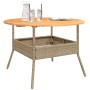 Mesa de jardín superficie de madera ratán PE beige Ø110x71 cm de vidaXL, Mesas de jardín - Ref: Foro24-368627, Precio: 160,66...