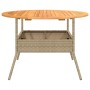 Mesa de jardín superficie de madera ratán PE beige Ø110x71 cm de vidaXL, Mesas de jardín - Ref: Foro24-368627, Precio: 160,66...