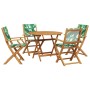 Set de comedor jardín 5 pzas tela madera maciza estampado hojas de vidaXL, Conjuntos de jardín - Ref: Foro24-3281824, Precio:...