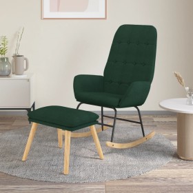 Sillón mecedora con taburete tela verde oscuro de vidaXL, Mecedoras - Ref: Foro24-3097709, Precio: 148,48 €, Descuento: %
