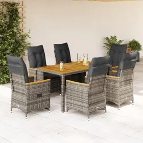 Set comedor jardín 7 pzas y cojines ratán sintético gris de vidaXL, Conjuntos de jardín - Ref: Foro24-3276848, Precio: 826,51...
