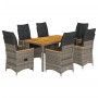 Set comedor jardín 7 pzas y cojines ratán sintético gris de vidaXL, Conjuntos de jardín - Ref: Foro24-3276848, Precio: 826,25...