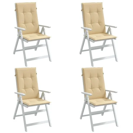 Cojines silla respaldo alto 4 uds tela beige melange 120x50x4cm de vidaXL, Cojines para sillas y sofás - Ref: Foro24-4002422,...