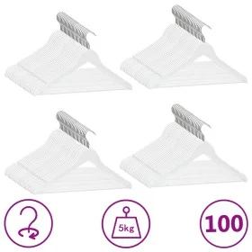 Juego perchas ropa 100 uds antideslizantes madera dura blanco de vidaXL, Perchas - Ref: Foro24-289916, Precio: 133,66 €, Desc...