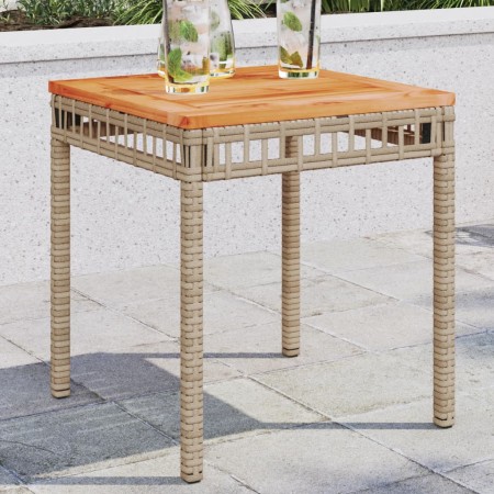 Mesa de jardín ratán PE madera acacia beige mezcla 38x38x42 cm de vidaXL, Mesas de jardín - Ref: Foro24-365865, Precio: 36,60...