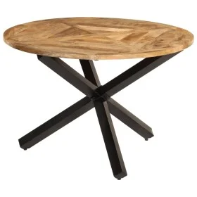 Dining table solid untreated mango wood Ø110x75 cm by vidaXL, Kitchen and dining tables - Ref: Foro24-358882, Price: 252,13 €...