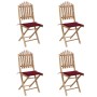 Set de comedor exterior plegable 5 piezas con cojines bambú de vidaXL, Conjuntos de jardín - Ref: Foro24-3063969, Precio: 273...