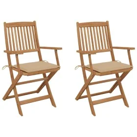 Sillas de jardín plegables 2 uds y cojines madera maciza acacia de vidaXL, Sillas de jardín - Ref: Foro24-3064593, Precio: 14...