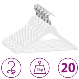 Juego de perchas ropa 20 uds antideslizantes madera dura blanco de vidaXL, Perchas - Ref: Foro24-289914, Precio: 37,24 €, Des...