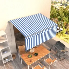 Toldo retráctil manual con persiana azul y blanco 3,5x2,5 m de vidaXL, Toldos - Ref: Foro24-3069396, Precio: 298,45 €, Descue...