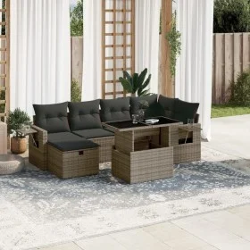 7-teiliges Gartensofa-Set mit grauen synthetischen Rattankissen von vidaXL, Gartensets - Ref: Foro24-3274980, Preis: 458,38 €...
