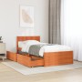 Estructura de cama con cajones madera de pino marrón 75x190 cm de vidaXL, Camas y somieres - Ref: Foro24-846809, Precio: 137,...