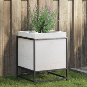 Jardinera de madera maciza de pino blanca 40x40x50 cm de vidaXL, Maceteros y jardineras - Ref: Foro24-847019, Precio: 55,84 €...