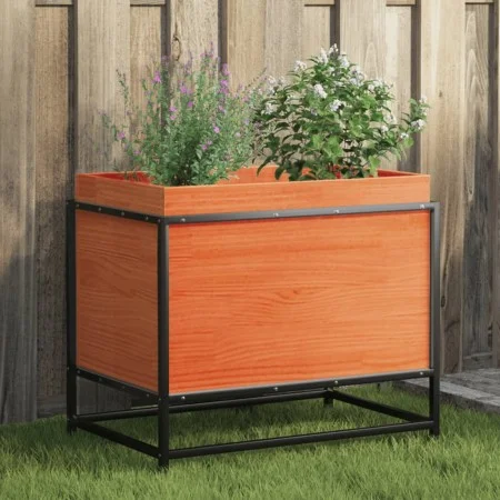 Jardinera de madera maciza pino marrón cera 60x40x50 cm de vidaXL, Maceteros y jardineras - Ref: Foro24-847025, Precio: 66,79...